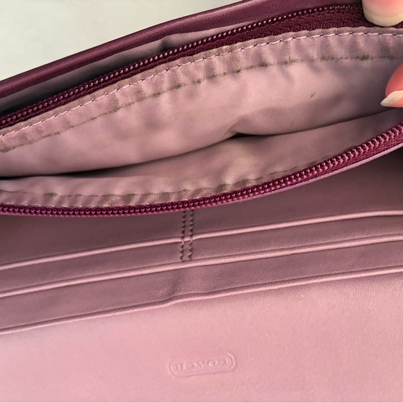 Coach Plum Leather Wallet with Gold Clasp - Picture 6 of 12